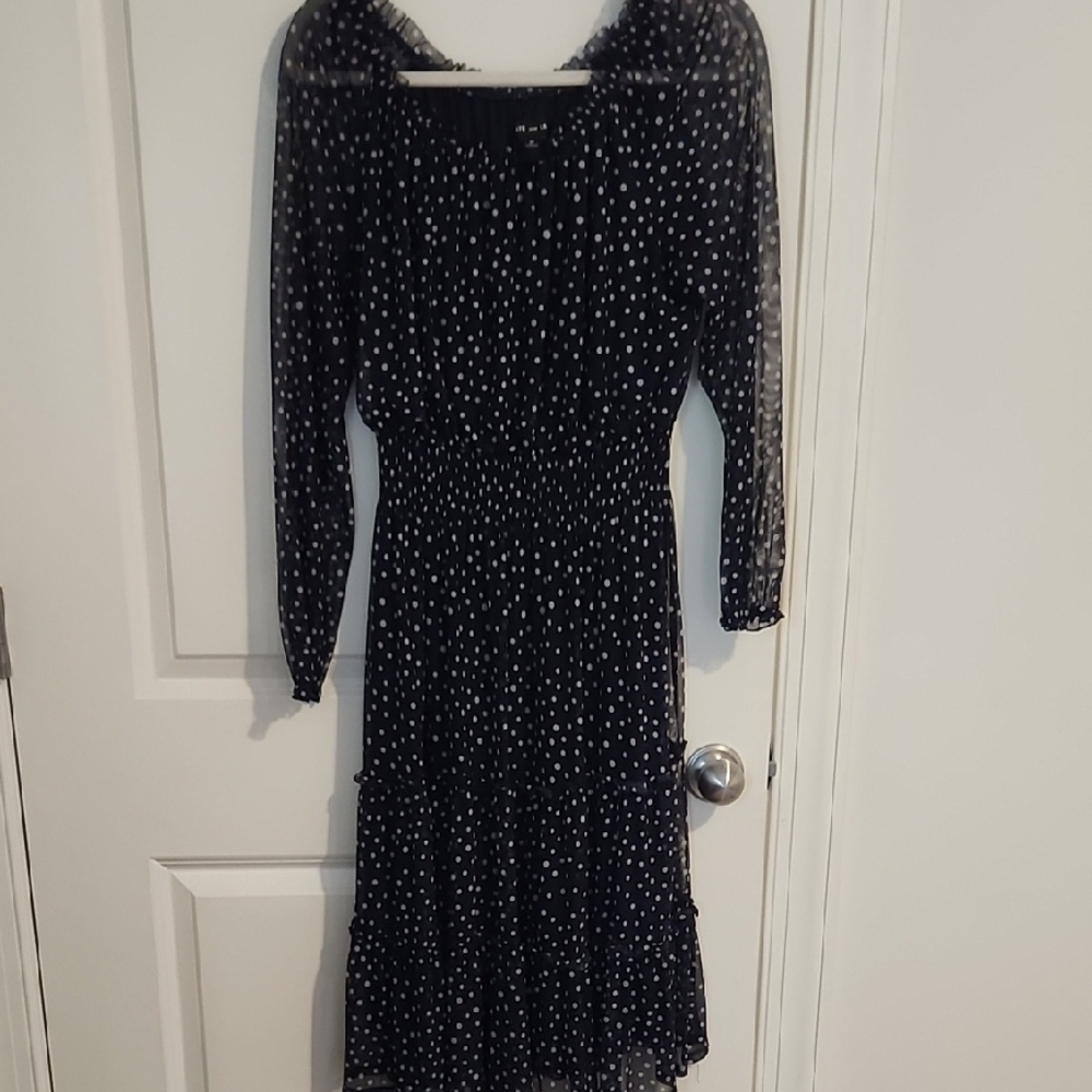 Elegant Black Polka Dot Dress